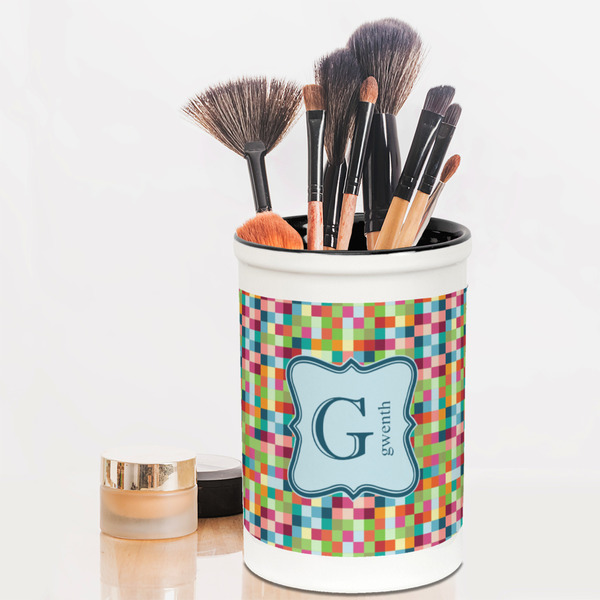 Retro Pixel Squares Pencil Holder - LIFESTYLE makeup