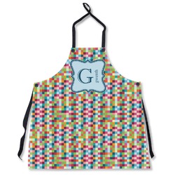 Retro Pixel Squares Apron Without Pockets w/ Name and Initial