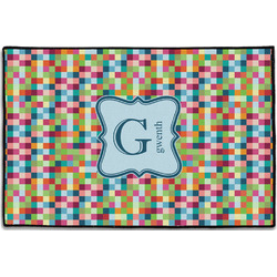 Retro Pixel Squares Door Mat - 36"x24" (Personalized)