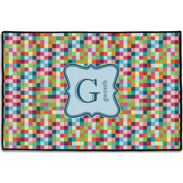 Retro Pixel Squares Personalized Door Mat - 36x24 (APPROVAL)