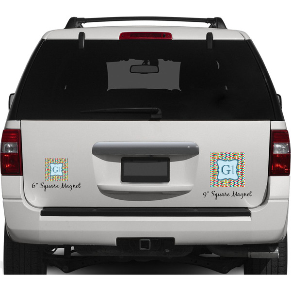 Retro Pixel Squares Personalized Square Car Magnets on Ford Explorer