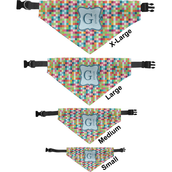 Retro Pixel Squares Pet Bandana Sizes