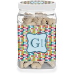 Retro Pixel Squares Dog Treat Jar (Personalized)