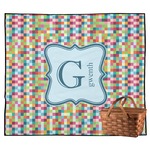 Retro Pixel Squares Outdoor Picnic Blanket (Personalized)