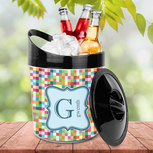 Retro Pixel Squares Plastic Ice Bucket - LIFESTYLE