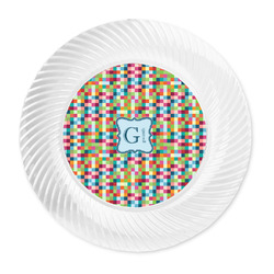 Retro Pixel Squares Plastic Party Dinner Plates - 10" (Personalized)