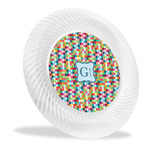 Retro Pixel Squares Plastic Party Dinner Plates - 10" (Personalized)