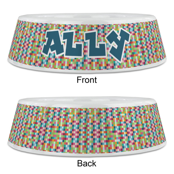 Retro Pixel Squares Plastic Pet Bowls - Large - APPROVAL