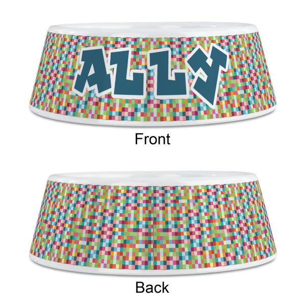 Retro Pixel Squares Plastic Pet Bowls - Medium - APPROVAL