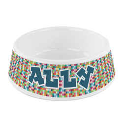 Retro Pixel Squares Plastic Dog Bowl - Small (Personalized)