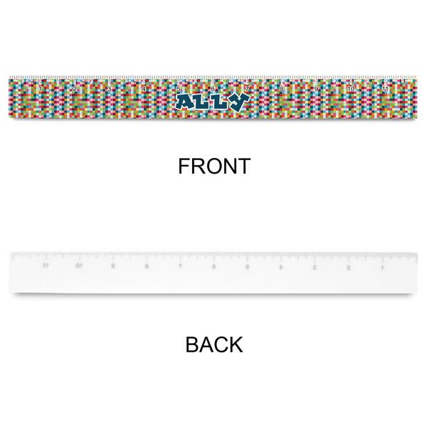 Retro Pixel Squares Plastic Ruler - 12" - APPROVAL