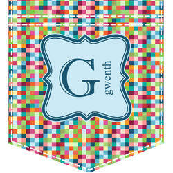 Retro Pixel Squares Iron On Faux Pocket (Personalized)