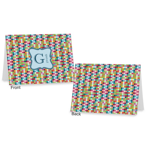 Retro Pixel Squares Postcard - Front and Back
