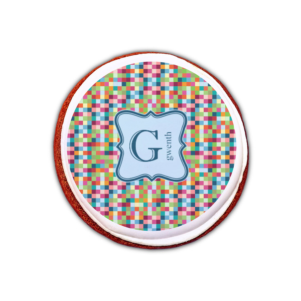 Retro Pixel Squares Printed Icing Circle - XSmall - On Cookie