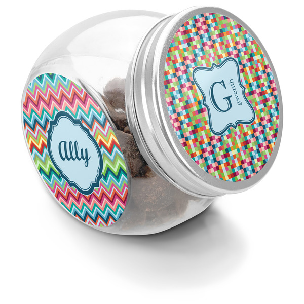 Custom Retro Pixel Squares Puppy Treat Jar (Personalized)