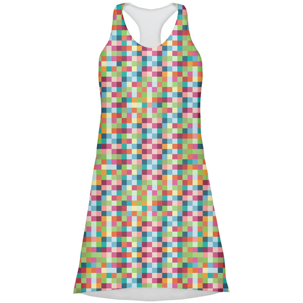 Custom Retro Pixel Squares Racerback Dress - Large