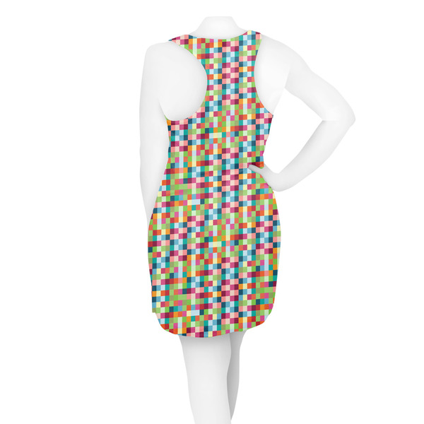 Retro Pixel Squares Racerback Dress - On Model - Back
