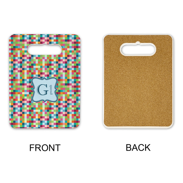 Retro Pixel Squares Rectangle Trivet with Handle - APPROVAL