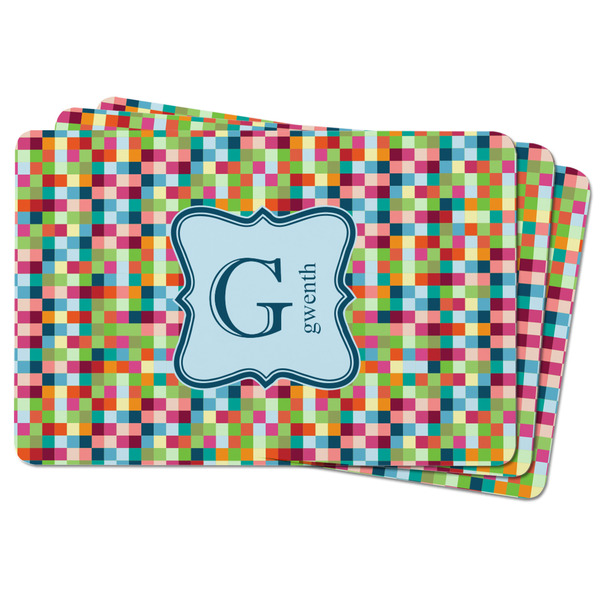 Retro Pixel Squares Rectangular Fridge Magnet - THREE