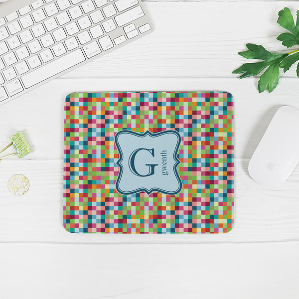 Retro Pixel Squares Rectangular Mouse Pad - LIFESTYLE 2
