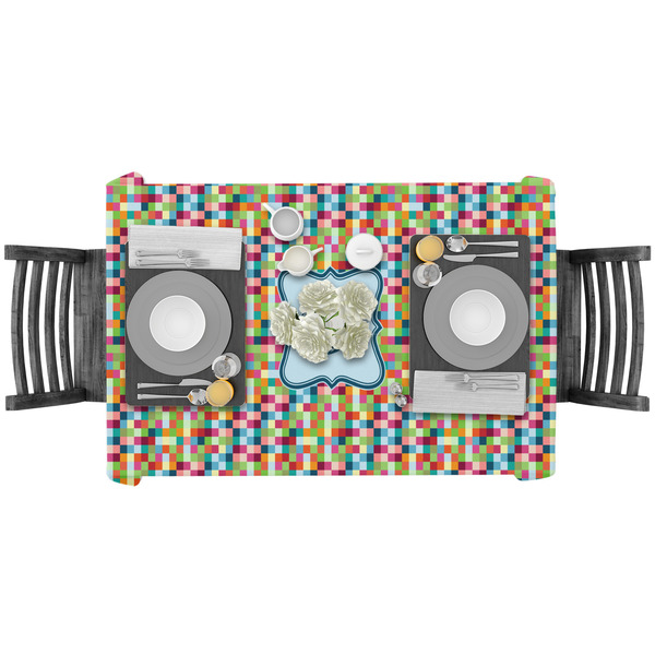 Retro Pixel Squares Rectangular Tablecloths - LIFESTYLE