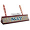 Retro Pixel Squares Red Mahogany Nameplates with Business Card Holder - Angle