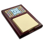 Retro Pixel Squares Red Mahogany Sticky Note Holder (Personalized)