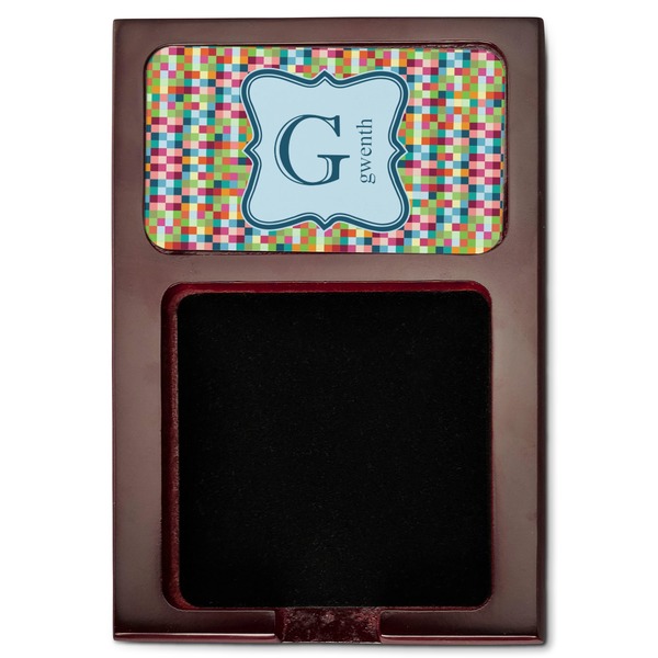 Retro Pixel Squares Red Mahogany Sticky Note Holder - Flat
