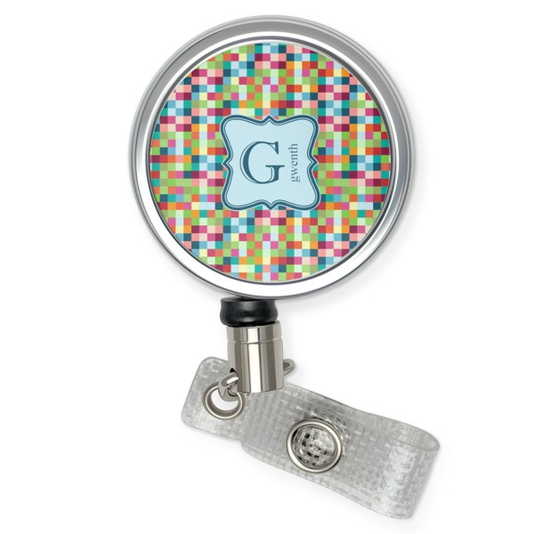 Custom Retro Pixel Squares Retractable Badge Reel (Personalized)