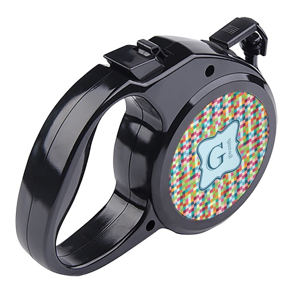 Retro Pixel Squares Retractable Dog Leash - Angle