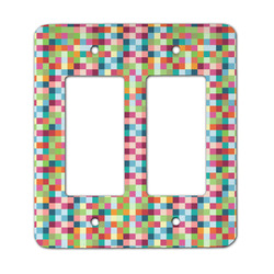Retro Pixel Squares Rocker Style Light Switch Cover - Two Switch