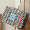 Retro Pixel Squares Large Rope Tote - Life Style