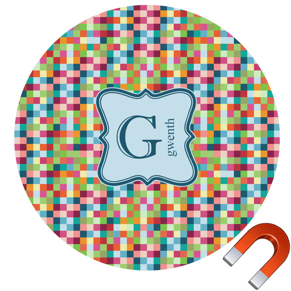 Custom Retro Pixel Squares Car Magnet (Personalized)