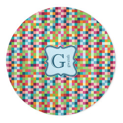 Retro Pixel Squares 5' Round Indoor Area Rug (Personalized)