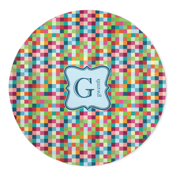 Custom Retro Pixel Squares 5' Round Indoor Area Rug (Personalized)