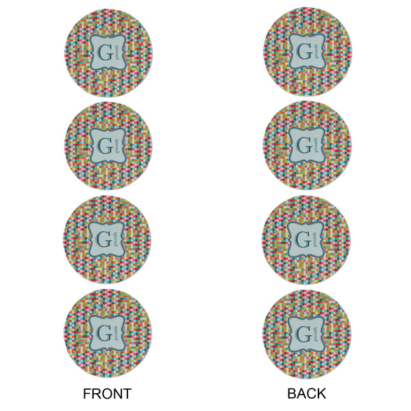 Retro Pixel Squares Round Linen Placemats - APPROVAL Set of 4 (double sided)