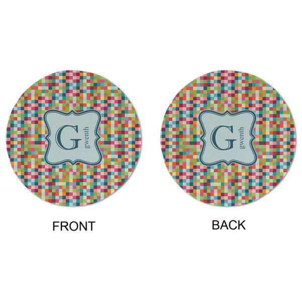 Retro Pixel Squares Round Linen Placemats - APPROVAL (double sided)