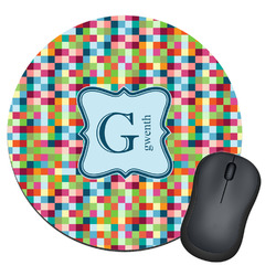 Retro Pixel Squares Round Mouse Pad (Personalized)