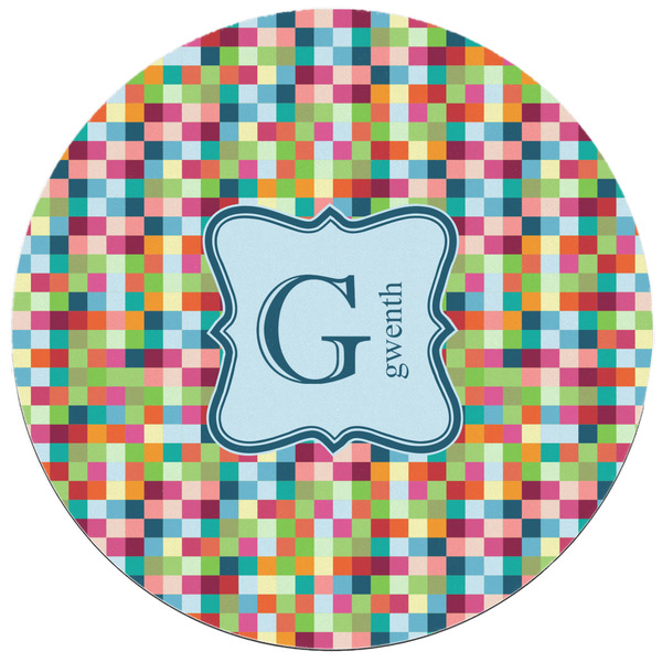 Retro Pixel Squares Round Mousepad - APPROVAL