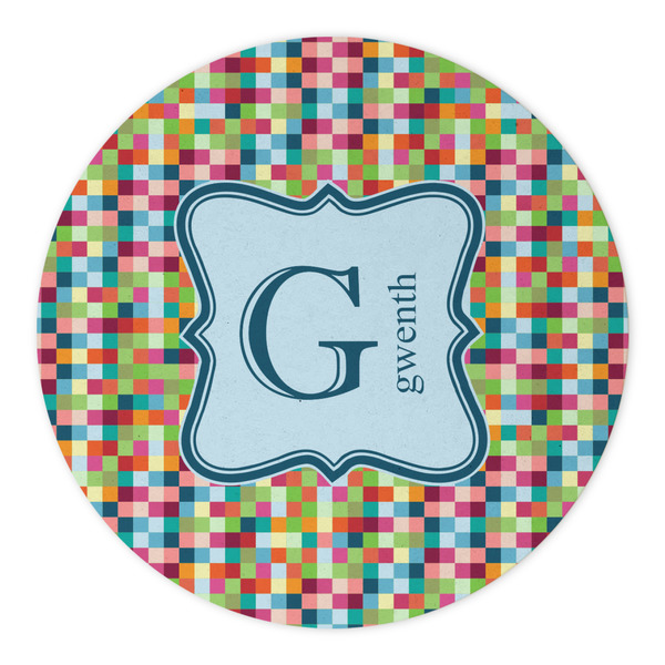 Retro Pixel Squares Round Paper Coaster - Approval