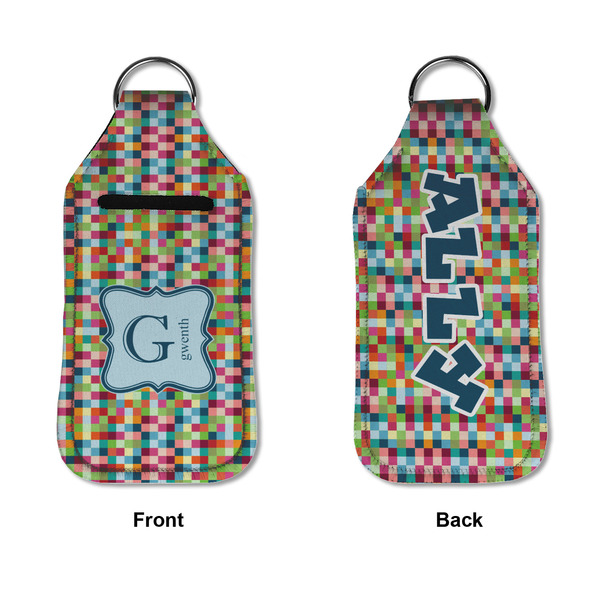 Retro Pixel Squares Sanitizer Holder Keychain - Large APPROVAL (Flat)