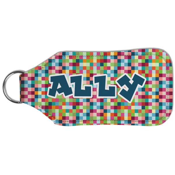 Retro Pixel Squares Sanitizer Holder Keychain - Large (Back)