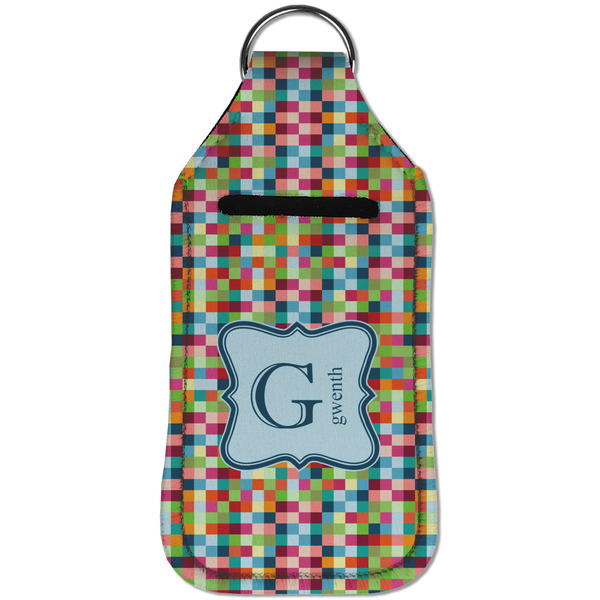 Retro Pixel Squares Sanitizer Holder Keychain - Large (Front)