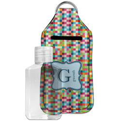 Retro Pixel Squares Hand Sanitizer & Keychain Holder - Large (Personalized)