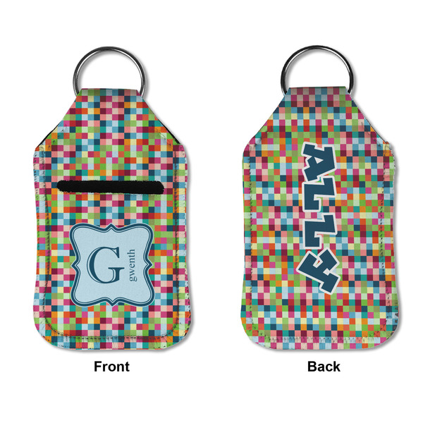 Retro Pixel Squares Sanitizer Holder Keychain - Small APPROVAL (Flat)