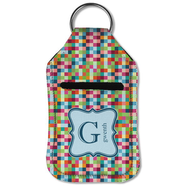 Retro Pixel Squares Sanitizer Holder Keychain - Small (Front Flat)