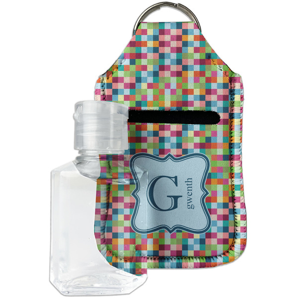 Custom Retro Pixel Squares Hand Sanitizer & Keychain Holder (Personalized)