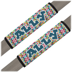 Retro Pixel Squares Seat Belt Covers (Set of 2) (Personalized)