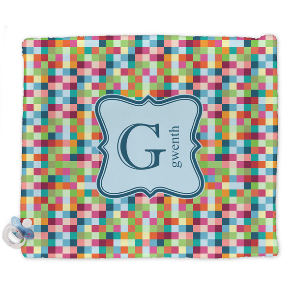 Custom Retro Pixel Squares Security Blanket - Single Sided (Personalized)