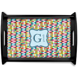 Retro Pixel Squares Wooden Tray (Personalized)